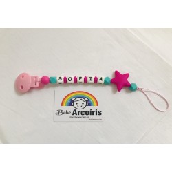 Chupetero silicona mordedor personalizado Estrella rosa· Chupeteros · Bebé  Arcoíris